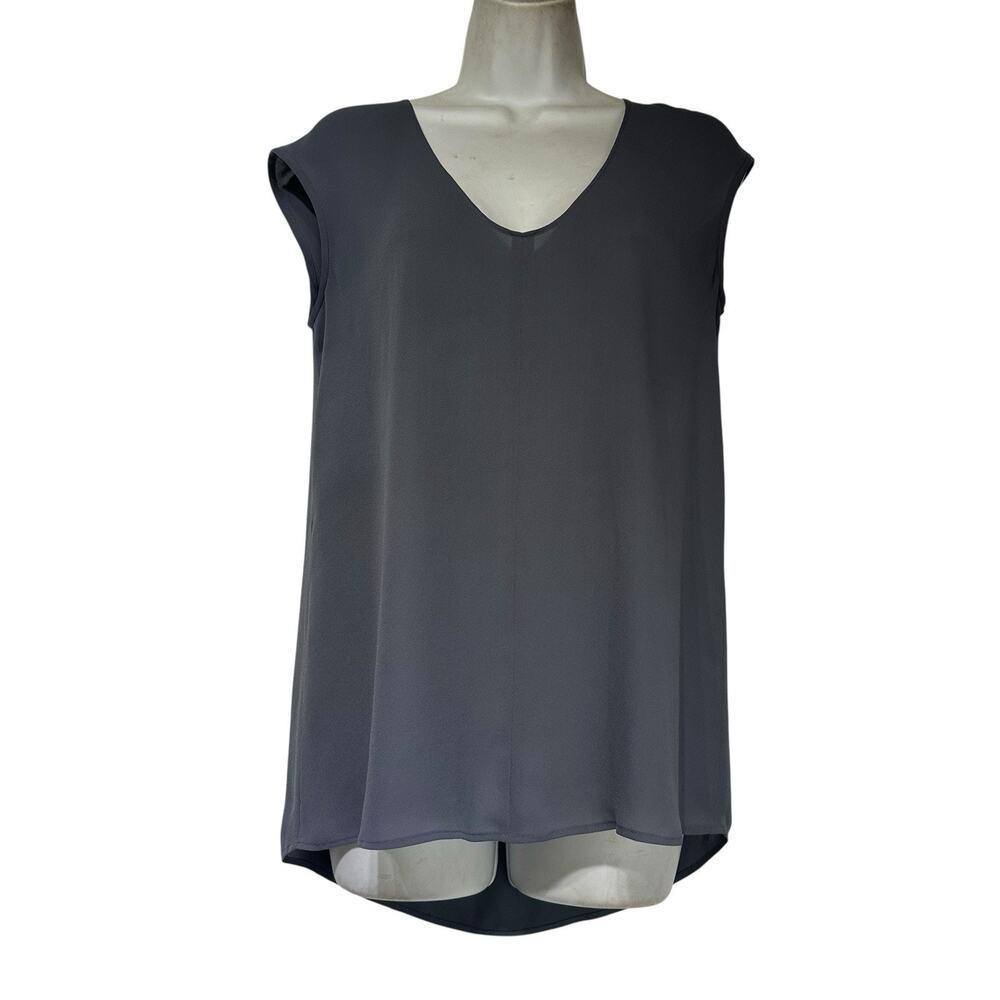 J. Crew Gray V-Neck Sleeveless Cami Business Minimalist Basic Blouse Size 0